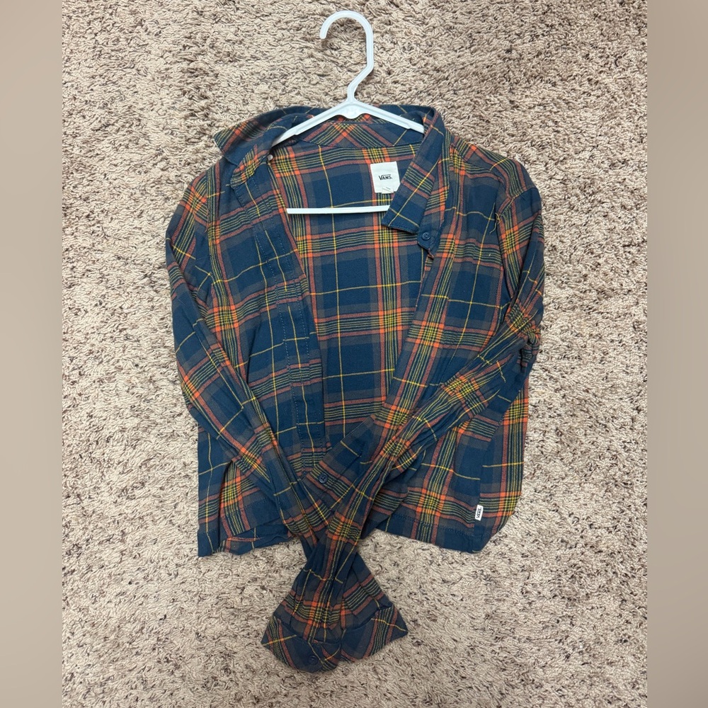 Vans Cropped Plaid Button-Up Shirt